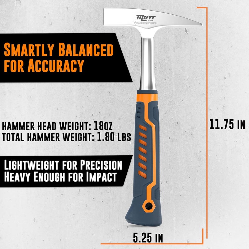 AMERICAN MUTT TOOLS Mutt Tools 18oz Sheet Metal Hammer - Professional Tinners Hammer for Metal Shaping - Forged HVAC Hammer with Ergonomic Handle for Duct Work & Sheet Metal Projects - Image 5